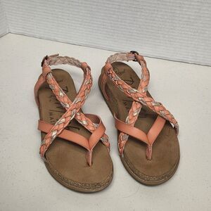 Blowfish Women's Malibu Breaded Slingback Sandals Size 7 Orange Thong Strappy